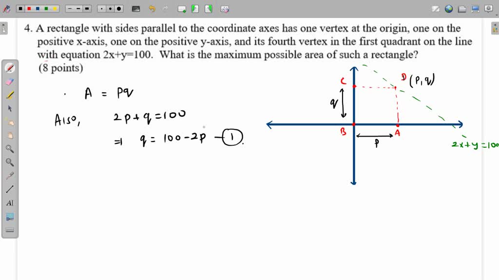 A rectangle with sides parallel to the coordinate axes has one vertex at the origin, one on the