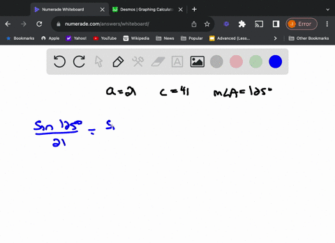 use-the-law-of-sines-to-solve-for-all-possible-triangles-that-satisfy-the-given-conditions-if-an-answer-does-not-exist-enter-dne-round-your-answers-to-one-decimal-place-a-21-c-41-a-125-45732