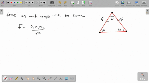 ip-three-675-kg-masses-are-at-the-corners-of-an-equilateral-triangle-and-located-in-space-far-from-any-other-masses-if-the-sides-of-the-triangle-are-0710-m-long-find-the-magnitude-of-the-net-28024