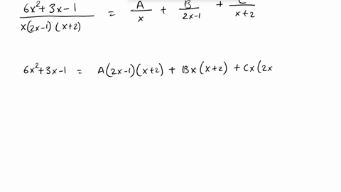6x2-3x-1-dx-2x3-3x2-_-2x-example-2-evaluate-solution-since-the-degree-of-the-numerator-is-less-than-the-degree-of-the-denominator-we-dont-need-to-divide_-we-factor-the-denominator-as-2x3-3x2-82131