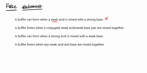 which-of-the-following-statements-is-false-a-buffer-can-form-when-a-weak-acid-is-mixed-with-a-strong-base-a-buffer-forms-when-a-conjugate-weak-acidweak-base-pair-are-mixed-together-a-buffer-91768