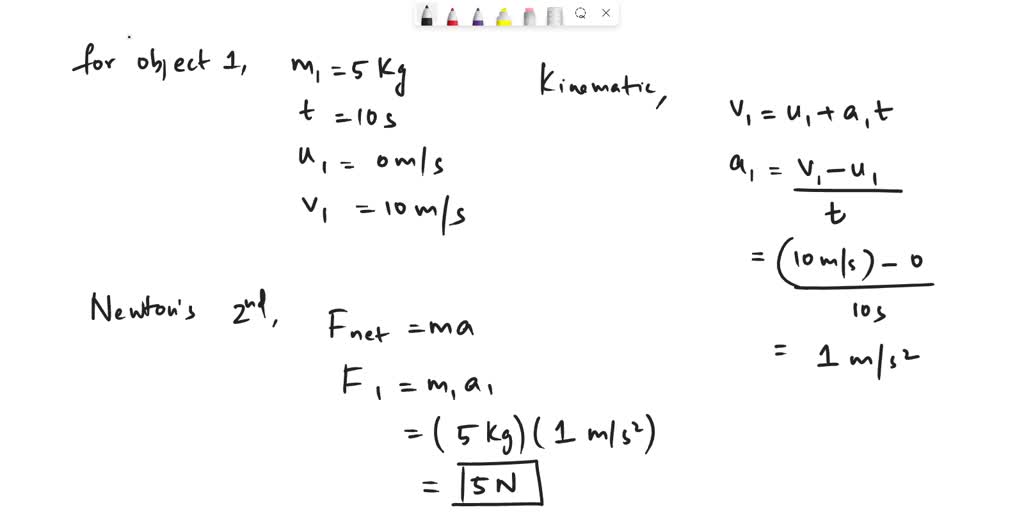 SOLVED: Two object of mass 5 kg and 8 kg are at rest F1 and F2 are ...