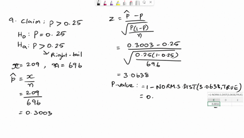 for-problems-9-and-10-complete-the-alternative-hypothesis-by-circling-the-correct-inequality-find-the-p-value-and-circle-the-correct-words-in-the-statements-about-the-null-hypothesis-and-the-07126