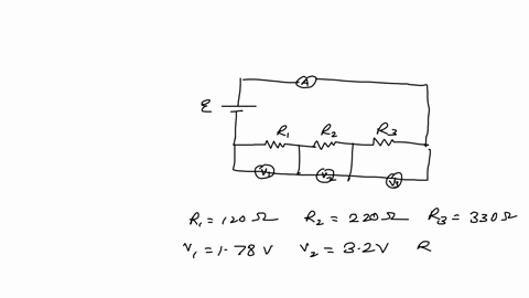 in-the-circuit-in-the-figure-r1-120-r2-220-r3-330-and-the-current-passing-through-the-main-branch-is-147-ma-since-v1178v-v2320v-v3483v-which-of-the-following-theoretical-and-experimental-equivalent-re