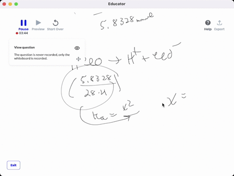 determine-the-ph-during-the-titration-of-239-ml-of-0322-m-hypochlorous-acid-ka-35x10-8-by-0414-m-koh-at-the-following-points-a-before-the-addition-of-any-koh-b-after-the-addition-of-450-ml-o-10376