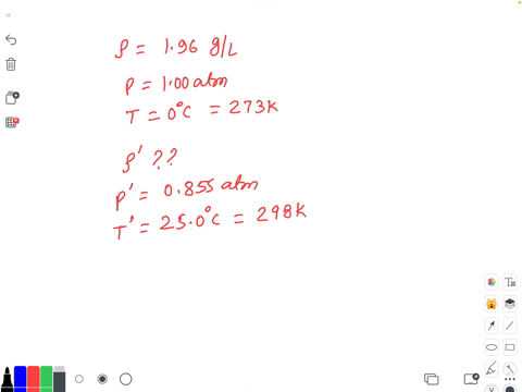 the-density-of-a-gas-is-196-g-l1-at-100-atm-and-0-c-what-is-the-density-of-this-gas-at-0855-atm-and-250-c-80979
