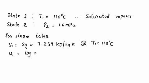 a-cylinder-and-piston-arrangement-contains-saturated-water-vapor-at-110c-the-vapor-is-compressed-in-a-reversible-adiabatic-process-until-the-pressure-is-16-mpa-determine-the-work-done-by-the-76765