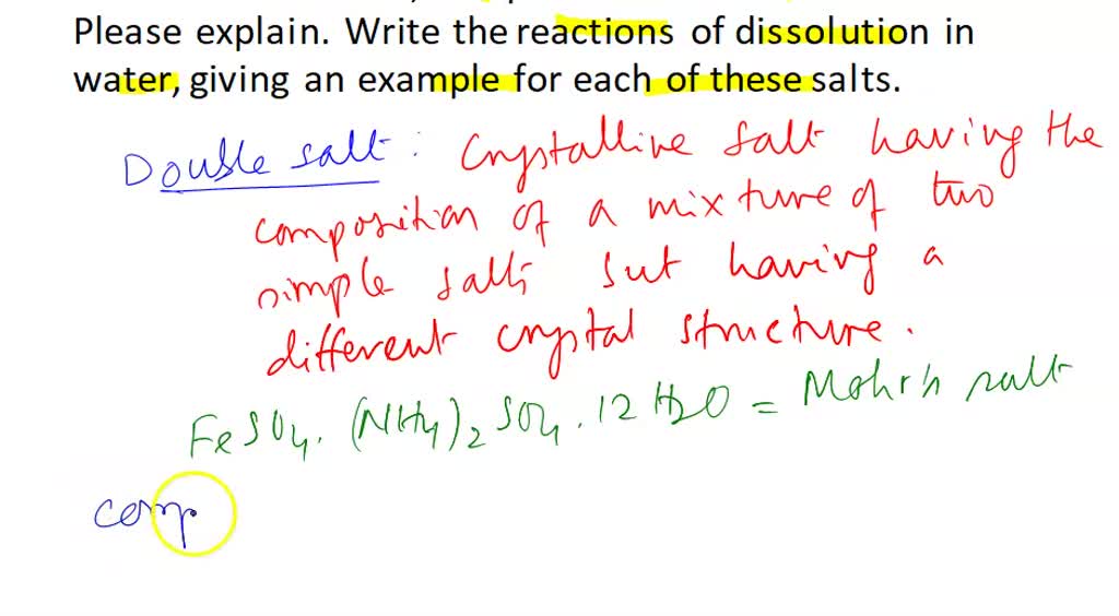 SOLVED What is double salt, complex salt and neutral salt? Please