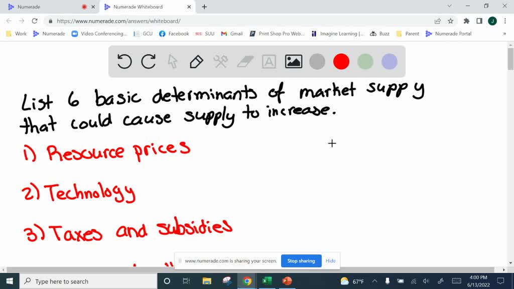 SOLVED List six basic determinants of market supply that could cause