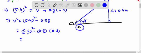the-drawing-shows-a-skateboarder-moving-at-54-ms-along-a-horizontal-section-of-a-track-that-is-slanted-upward-by-48circ-above-the-horizontal-at-its-end-which-is-040-m-above-the-ground-when-she-leave-2