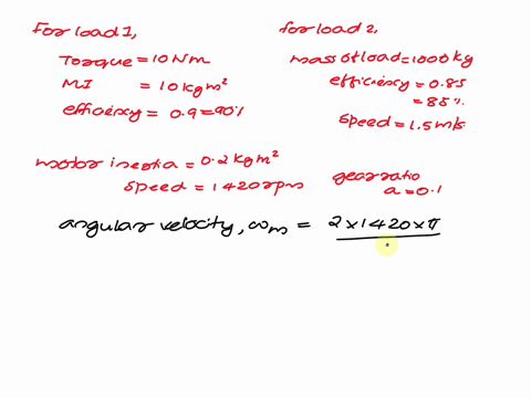 q1-a-motor-drives-two-loads-one-has-rotational-motion-it-is-couple-to-the-motor-through-a-reduction-gear-with-a-01-and-efficiency-of-90the-load-has-a-moment-of-inertia-of-10-kg-m-and-a-torqu-17716