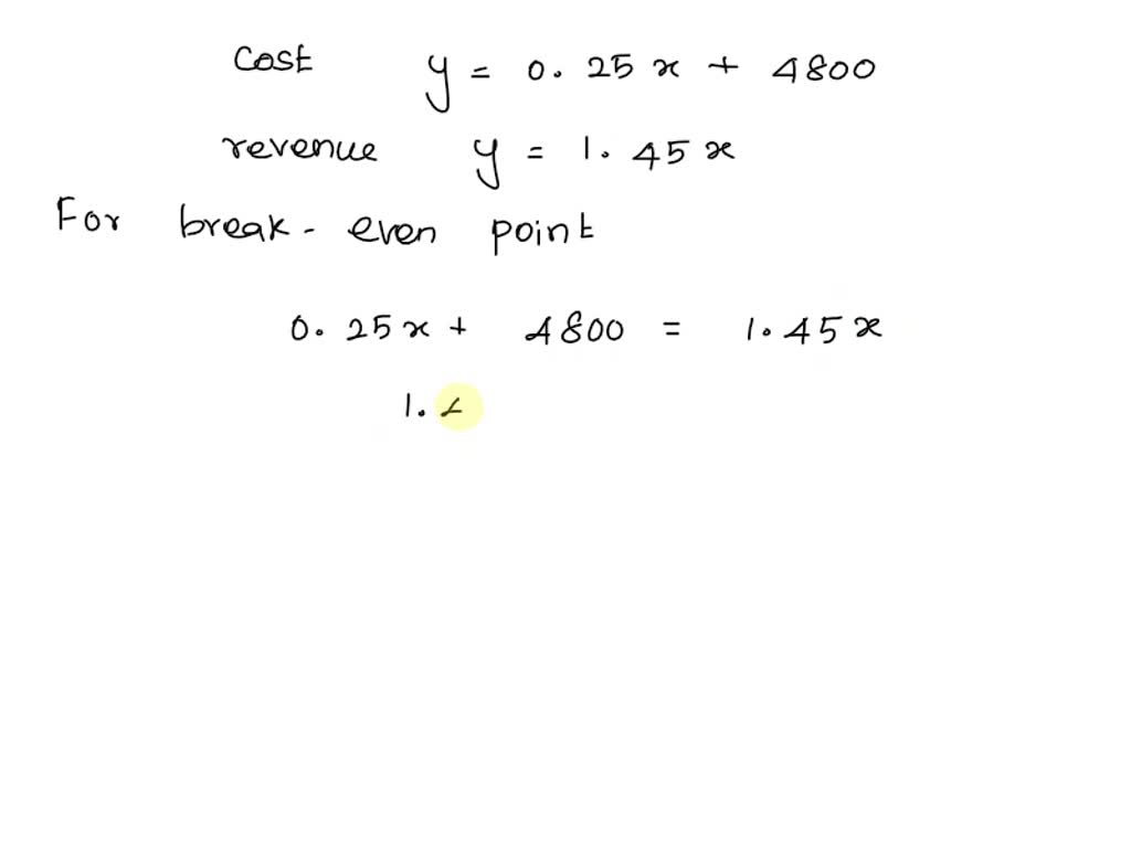 The manufacturing of a new smart dog collar costs y = 0.25x + 4,800 and