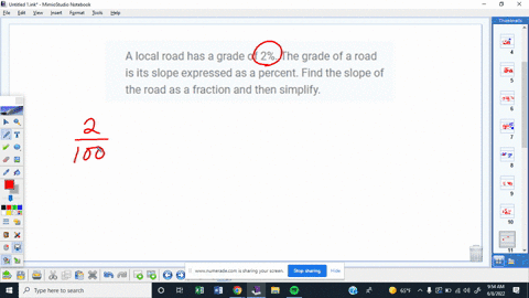 a-local-road-has-a-grade-of-2-the-grade-of-a-road-is-its-slope-expressed-as-a-percent-find-the-slope-of-the-road-as-a-fraction-and-then-simplify-35025
