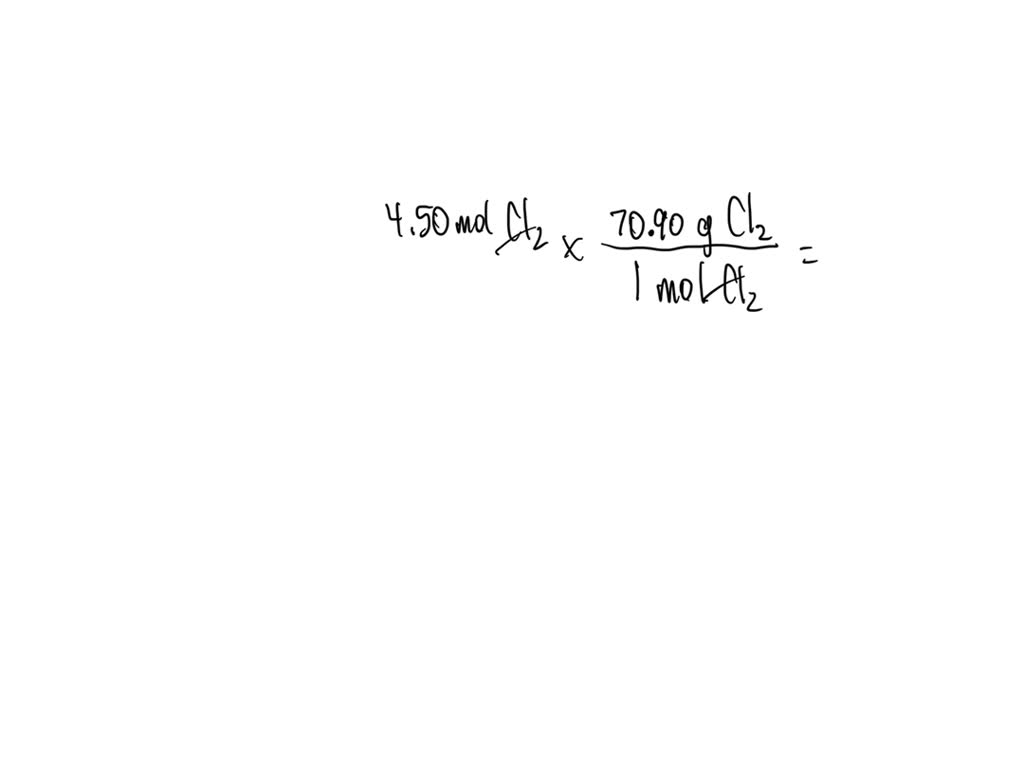 SOLVED Calculate the mass of 4.50 moles of chlorine gas, Cl2.