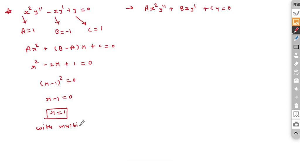 SOLVED: Solve the following differential equations: a) x^2y