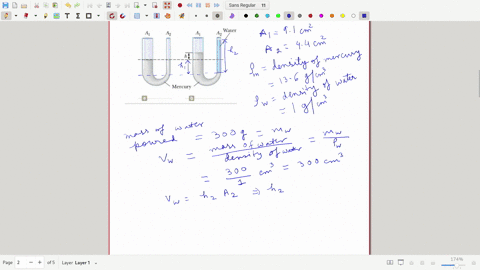 1-mercury-is-poured-into-a-u-tube-as-shown-in-figure-a-the-left-arm-of-the-tube-has-cross-sectional-area-a1-of-91-cm2-and-the-right-arm-has-a-cross-sectional-area-a2-of-440-cm2-determine-the-27426
