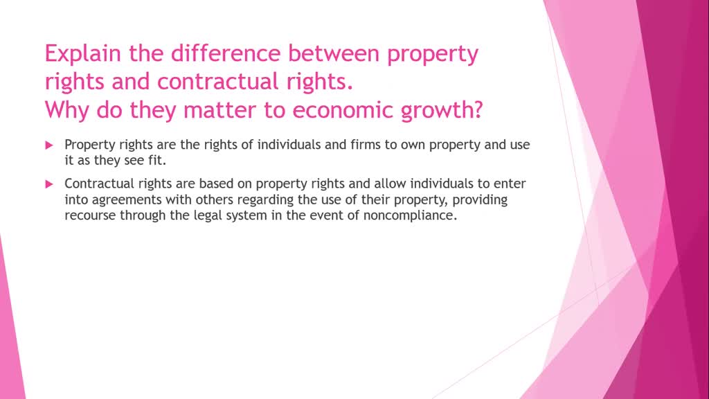 SOLVED Explain the difference between property rights and contractual