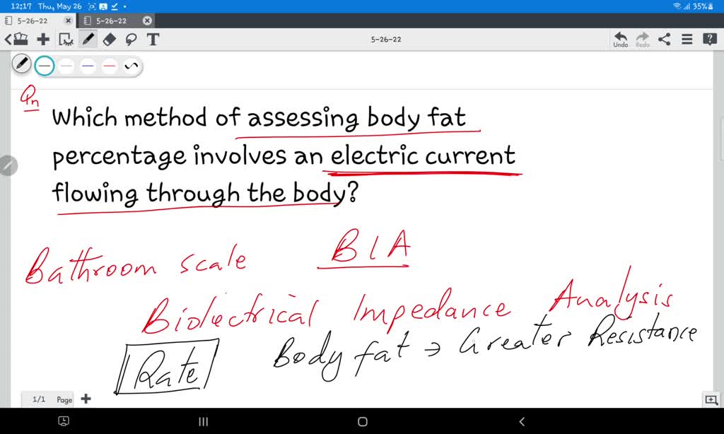SOLVED Which method of assessing body fat percentage involves an