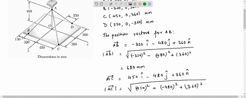 a-rectangular-plate-is-supported-by-three-cables-as-shown-the-tension-in-cable-ac-is-78-n-and-the-resultant-of-the-forces-exerted-by-the-three-cables-at-a-must-be-vertical-determine-the-tensions-in-ca