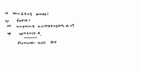 a-69-kg-wheel-with-geometric-radius-m-has-radius-of-gyration-computed-about-its-mass-center-given-by-m-a-massless-bar-at-angle-is-pin-connected-to-its-center-and-subjected-to-force-n-if-the-61946