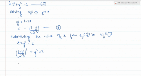 calculate-the-coordinates-of-the-points-where-the-line-y-1-2x-cuts-the-curve-x2-y2-2-83879