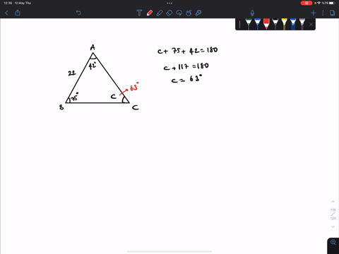 solve-the-oblique-triangle-given-a42-b75-and-c22-round-to-the-nearest-tenth-find-the-missing-sides-and-angle-26554