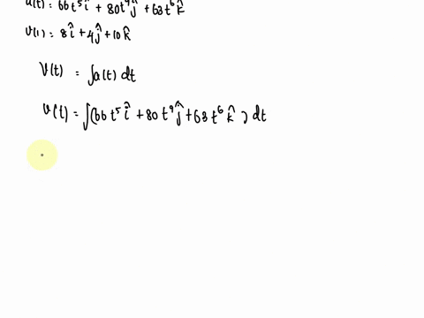 the-acceleration-vector-of-a-particle-is-given-by-at66t5-i-80t9-j-63t6-k-if-v18i4j10k-find-the-velocity-vector-at-any-time-t-54428