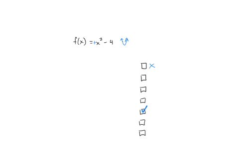 question-6-1-point-select-all-the-correct-properties-of-the-function-fxx2-4-the-graph-is-a-parabola-opening-down-the-y-intercept-is-20-the-x-intercept-is-0-4-the-graph-is-a-line-the-graph-is-a-parabol