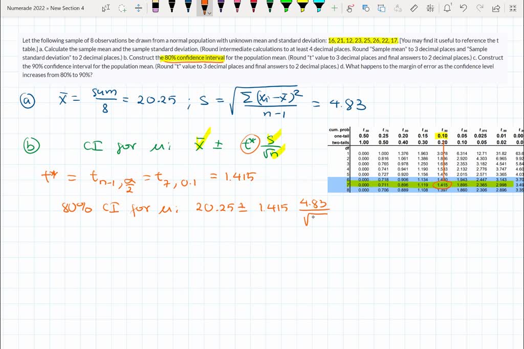 SOLVED: Let the following sample of 8 observations be drawn from a ...