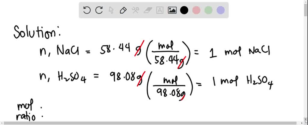 SOLVED: NaCl reacts with sulfuric acid according to the equation below ...