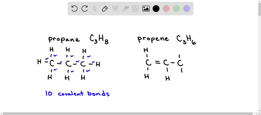 SOLVED: Write the number covalent bonds in the molecule of propane C3H6