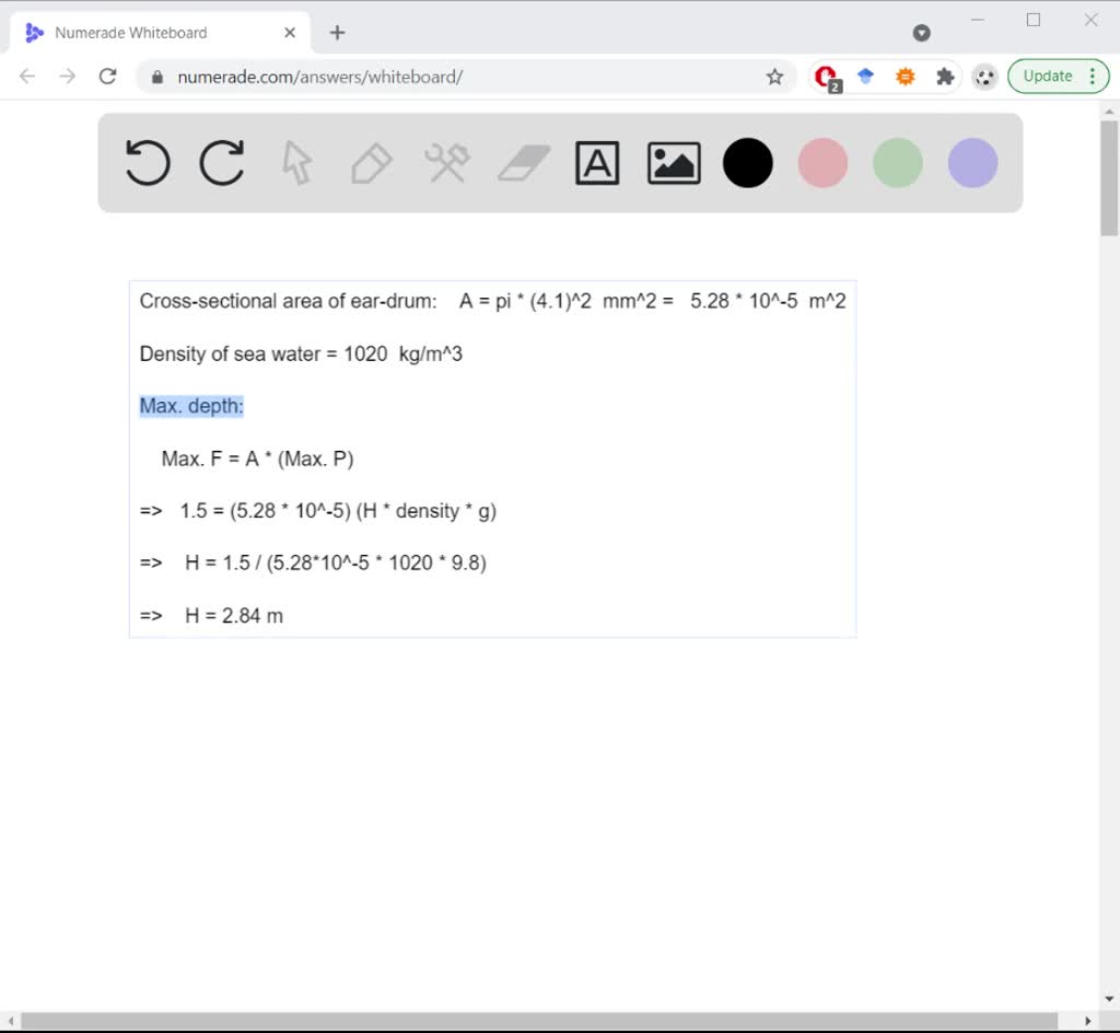 SOLVED Ear damage from diving. If the force on the tympanic membrane