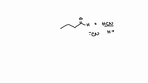 a-butanal-reacts-with-hcn-ch3ch2-ch2cho-to-form-compound-h-1-draw-the-structure-of-the-organic-product-h-formed-ii-what-type-of-reaction-is-this