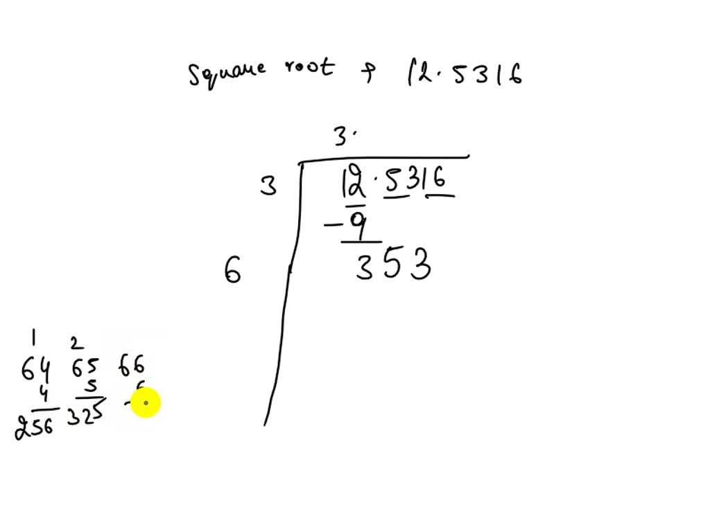 SOLVED: Find the square root of the following numbers 12.5316 to ...