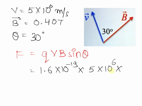 a-proton-in-a-particle-accelerator-has-speed-of-50-x-106ms-the-proton-encounters-magnetic-field-due-whose-magnitude-is-04ot-and-whose-direction-makes-an-angle-of-030-with-respect-to-the-prot-35171
