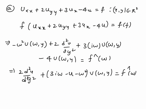 find-a-solution-of-the-following-differential-equations-in-r2-in-terms-of-fourier-integrals-uxx-2uyy-3ux-4u-f-b-uxxxx-uyy-2u-f-54598