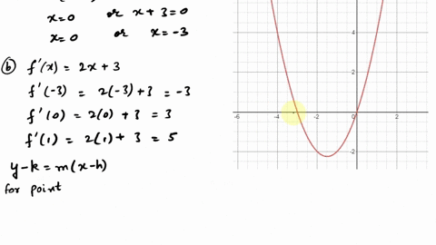 a-graph-the-function-fxx2-3x-b-draw-the-tangent-lines-to-the-graph-at-the-points-whose-x-coordinates-are-3-0-and-1-fx-h-fx-find-f-x-by-determining-lim-h-0-find-f-3-f-0-and-f-1-these-slopes-s-28504