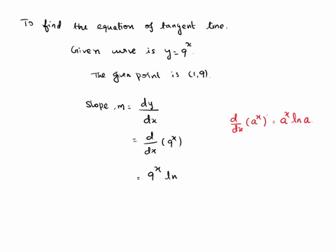 find-an-equation-of-the-tangent-line-to-the-curve-y-9xat-the-point-1-9-91468