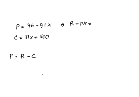 find-the-price-that-will-maximize-profit-for-the-demand-and-cost-functions-where-p-is-the-price-x-is-the-number-of-units-and-c-is-the-cost-demand-function-cost-function-p-76-01-x-c-31x-500-p-20765