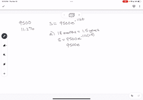 if-9500-is-invested-at-112-compounded-continuously-the-future-value-s-at-any-time-t-in-years-is-given-by-the-following-formula-round-your-answers-to-two-decimal-places-s-9500e0112t-a-what-is-the-amoun