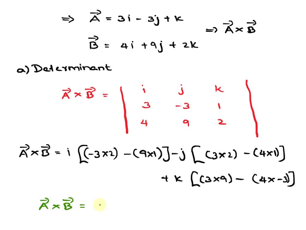 SOLVED: 2 For The Two Vectors Aand B Calculate The Cross Product A ...