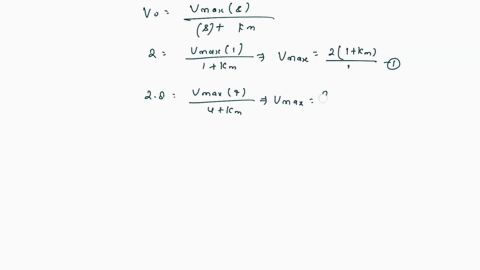 for-an-enzyme-catalyzed-reaction-the-initial-velocity-was-determined-at-two-different-concentrations-of-the-substrate-which-of-the-following-would-be-closest-to-the-values-of-vmax-and-km-s-m-86063