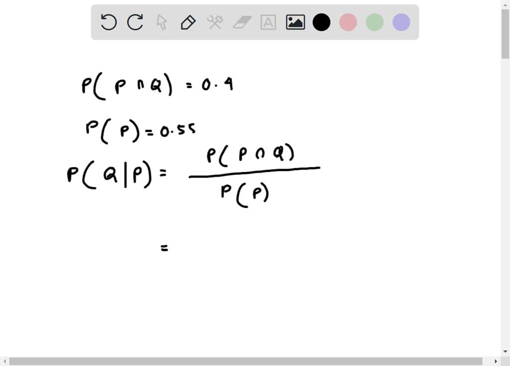 Using the Venn Diagram below, what is the conditional probability of ...