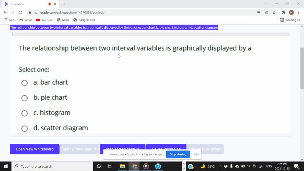 SOLVED: The relationship between two interval variables is graphically ...