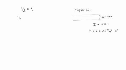 0-the-diameter-of-a-copper-wire-is-2-mm-steady-current-of-625-a-is-generated-by-sx10m-electrons-flowing-through-it-calculate-drift-velocity-of-conduction-electrons-40067