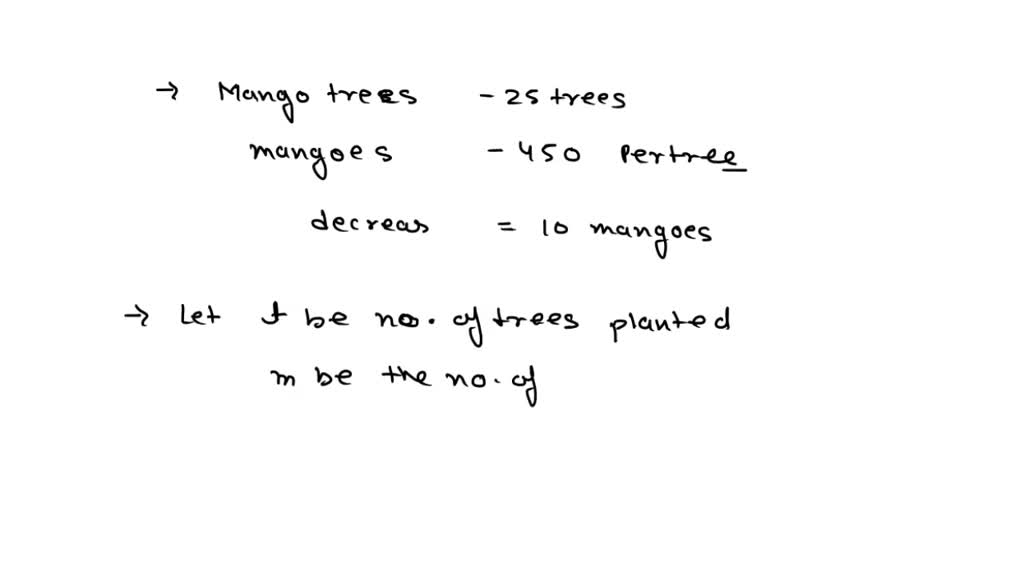 SOLVED A mangogrower observes that if 25 mango trees are planted in