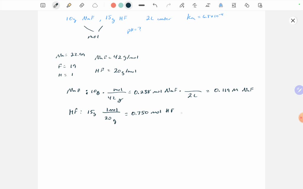 SOLVED: if 10.0g of NaF and 20.0g of HF are dissolved in water to make ...