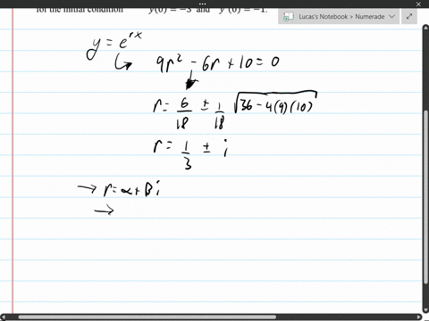 ex-3-complex-roots-homogeneous-equations-find-the-general-solution-and-solve-the-ivp-to-the-given-differential-equation-9y-_-6y-10y-0-y0-3-and-y-0-1-for-the-initial-condition-47143