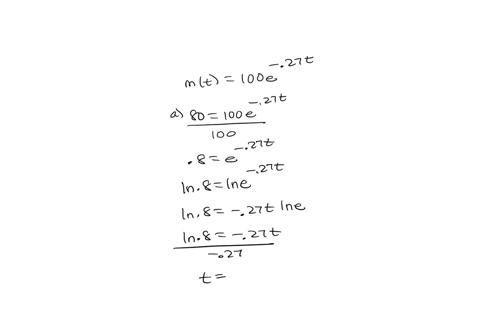 the-radioactive-decay-of-a-sample-of-unspecified-radioactive-isotope-is-modeled-by-mt-100e027t-where-time-t-is-measured-in-years-and-mass-mt-is-measured-in-mg-a-at-what-time-is-the-mass-of-t-47224