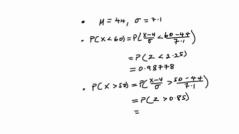 given-that-x-is-a-normal-variable-with-mean-44-and-standard-deviation-71-find-the-following-probabilities-round-your-answers-to-four-decimal-places-a-px-60-b-px-50-c-p50-x-60-30657